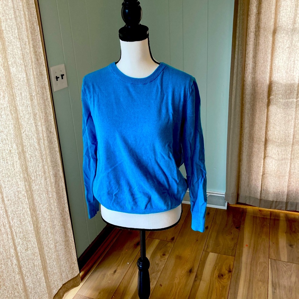 Cute bright blue crew neck sweater